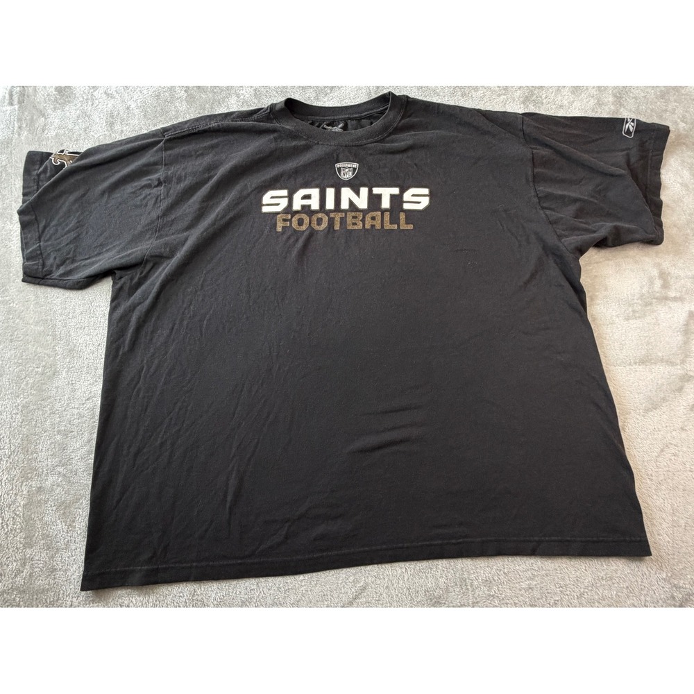 Reebok NFL T-Shirt Mens 2XL Black New Orleans Saints Football Graphic Tee